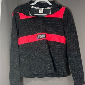 Victoria’s Secret PINK Hot-pink Charcoal Grey quarter-zip collared Pullover XS